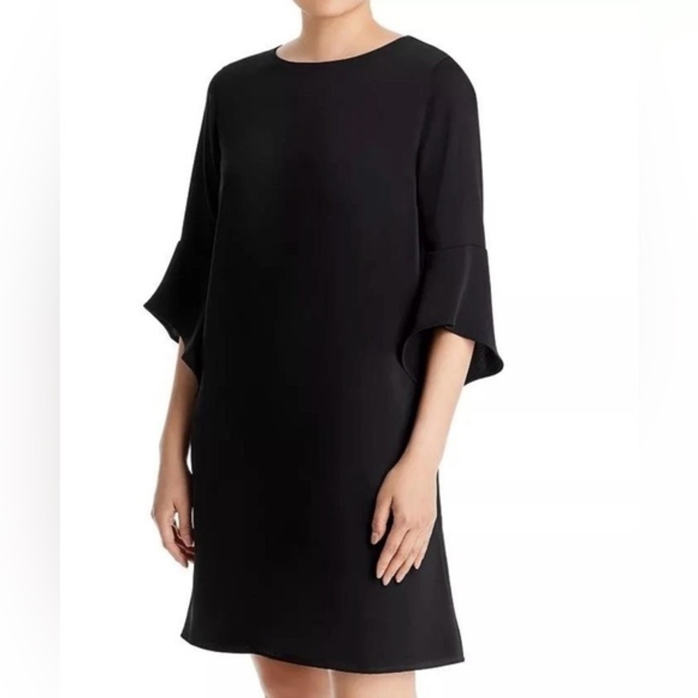 CAROLINE ROSE Julia Black Matte Bell Sleeve  Dress Office Wear XS  $295